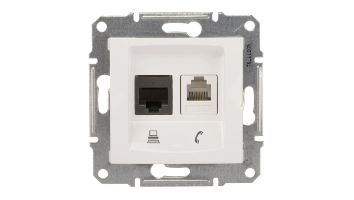 Sedna Gniazdo teleinformatyczne RJ11 RJ45 kat.5e UTP białe SDN5100121