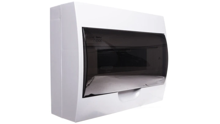 Rozdzielnica modułowa tworzywo 1x12 natynkowa IP40 IK06 N+PE II klasa drzwi transparentne szare DB112S 1X12P/SMD biały 3833