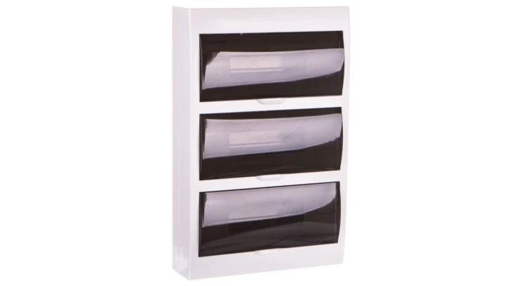 Rozdzielnica modułowa tworzywo 3x12 natynkowa IP40 IK06 N+PE II klasa drzwi transparentne szare DB312S 3X12P/SMD biały 3836