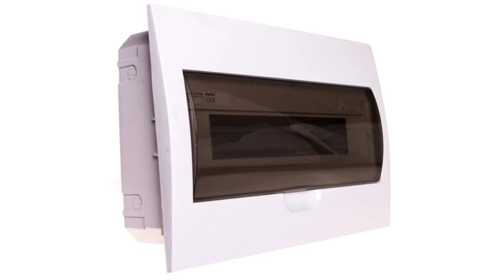 Rozdzielnica modułowa tworzywo 1x18 podtynkowa IP40 IK06 N+PE II klasa drzwi transparentne szare DB118F 1X18P/FMD biały 3844