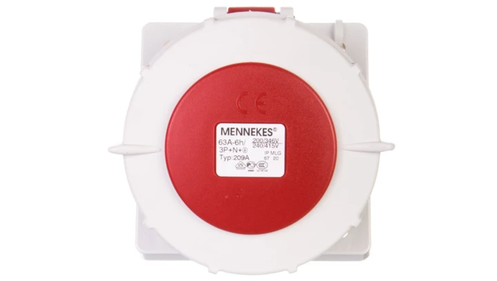 Gniazdo tablicowe skośne 63A 5p 6h 400V IP67 zaciski śrubowe MEN209A