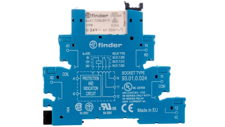 Przekaźnikowy moduł sprzęgający 1P 6A 24V AC/DC 6,2mm styki AgNi+Au 38.51.0.024.5060