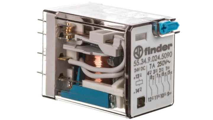 Przekaźnik przemysłowy 4P 7A 24V DC AgNi/Au 55.34.9.024.5090
