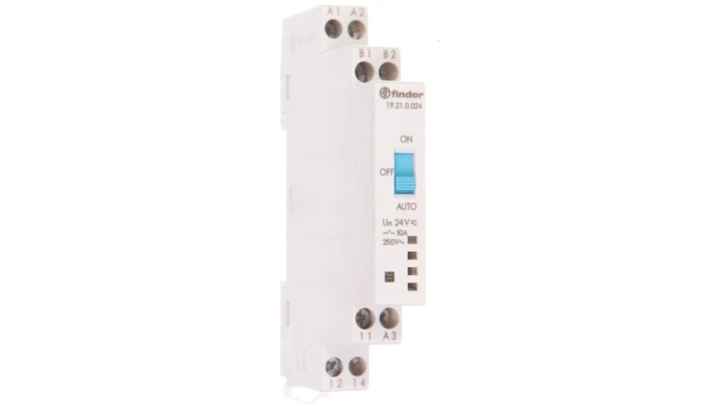 Modułowy przekaźnik 1P 10A 24V AC/DC auto-załącz–wyłącz 19.21.0.024.0000