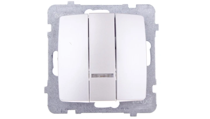 KARO Łącznik potrójny z podświetleniem srebrny perłowy ŁP-13SS/m/43