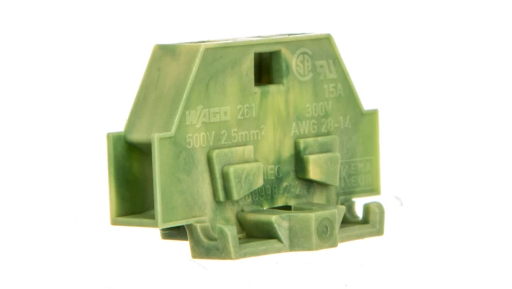 Złączka 2-przewodowa 2,5mm2 żółto-zielona z mocowaniem śrubowym 261-307 /50szt./