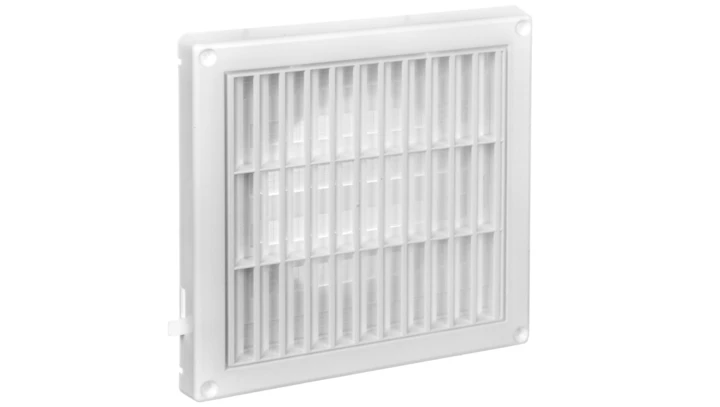 Kratka wentylacyjna 165x165mm fi 100mm biała żaluzja+sznurek T55