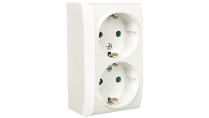 BIS Gniazdo podwójne z/u Schuko z przesłonami białe GN-2BSP/00