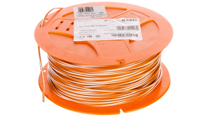 Przewód instalacyjny X07V-K 1,5 pomarańczowy/biały 4522391S /150m/