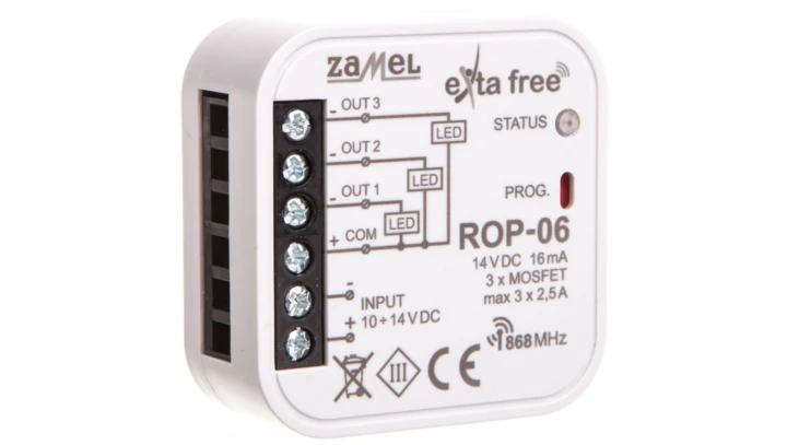 Radiowy odbiornik dopuszkowy 3-kanałowy zasilanie 10-24 VDC ROP-06 EXF10000092