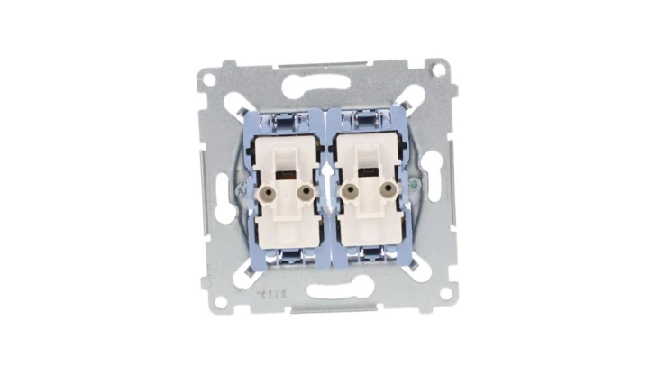 Simon 54 Łącznik krzyżowy podwójny mechanizm 10AX 250V, szybkozłącza, SW7/2XM