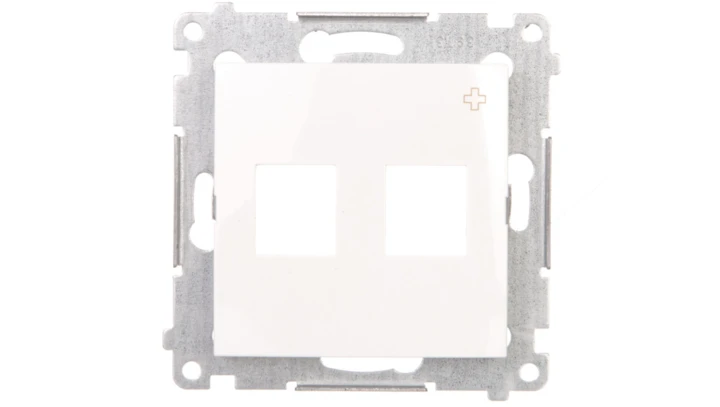 Simon 54 Pokrywa gniazd teleinformatycznych na Keystone płaska podwójna antybakteryjna biała DKP2.01/AB11