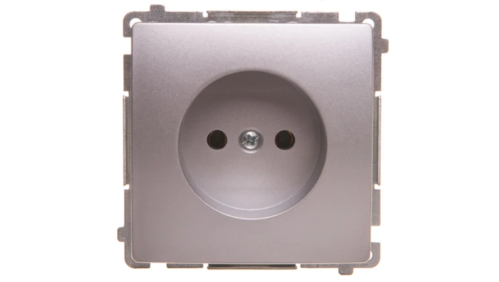 Simon Basic Gniazdo pojedyncze b/u 16A 250V srebrny mat BMG1.01/43