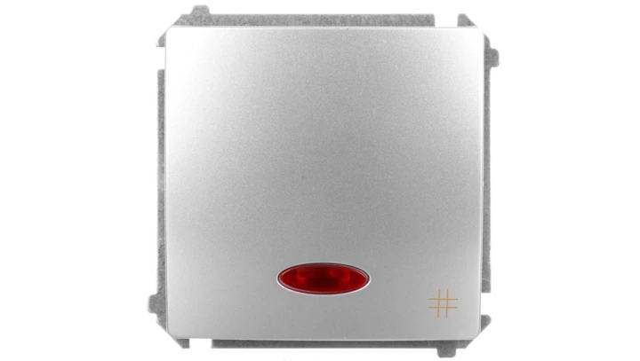 Simon Basic Łącznik krzyżowy z podświetleniem 10AX 250V, szybkozłącza, srebrny mat BMW7L.01/43