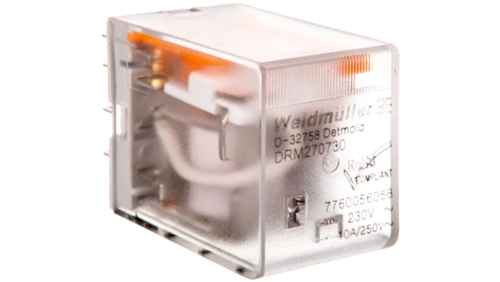 Przekaźnik przemysłowy 2P 10A 230V AC złącze wtykowe DRM270730 7760056058