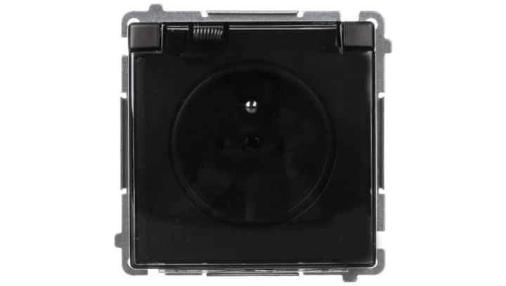 Simon Basic Gniazdo pojedyncze z/u z przesłonami bryzgoszczelne IP44 16A, 250V grafit mat BMGZ1Bz.01/28A
