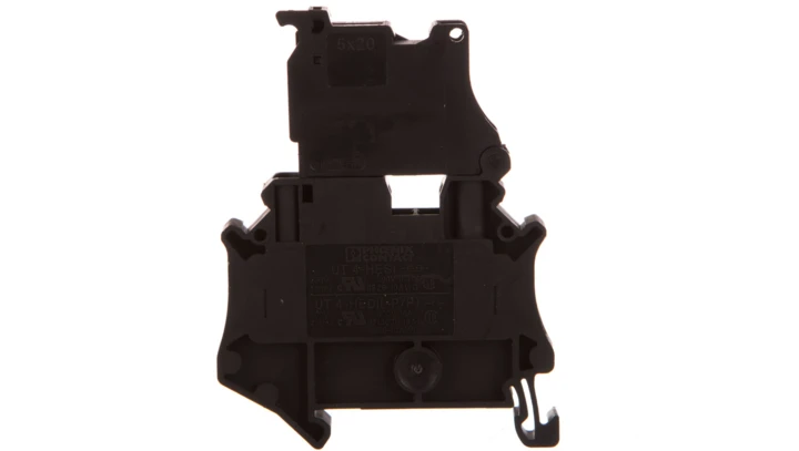 Złączka szynowa z bezpiecznikiem 5x20 6,3A 2-przewodowa 4mm2 czarna UT 4-HESILED 60 3046126 /50szt./