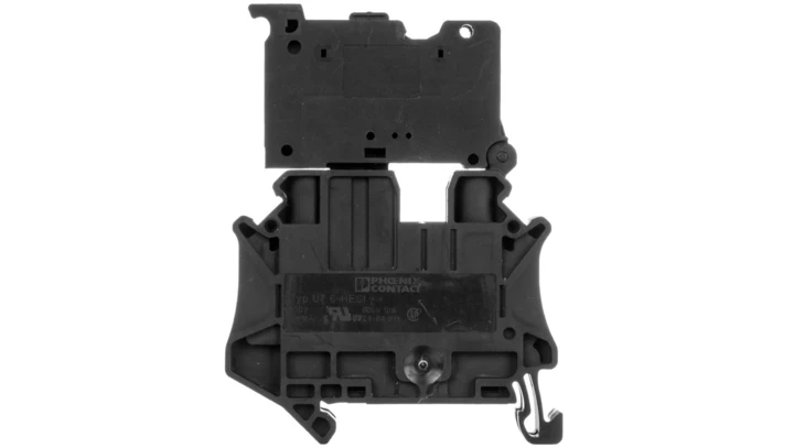Złączka szynowa z bezpiecznikiem 6,3x32 2-przewodowa 6mm2 czarna UT 6-HESI (6,3X32) 3046401