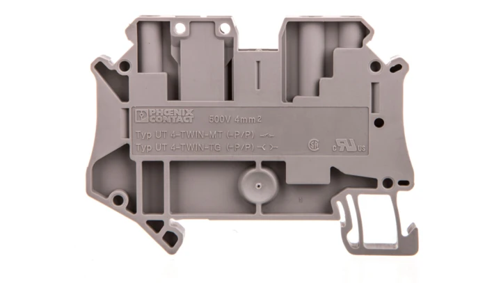 Złączka szynowa rozłączalna 3-przewodowa 4mm2 szara UT 4-TWIN-TG P/P 3046605 /50szt./