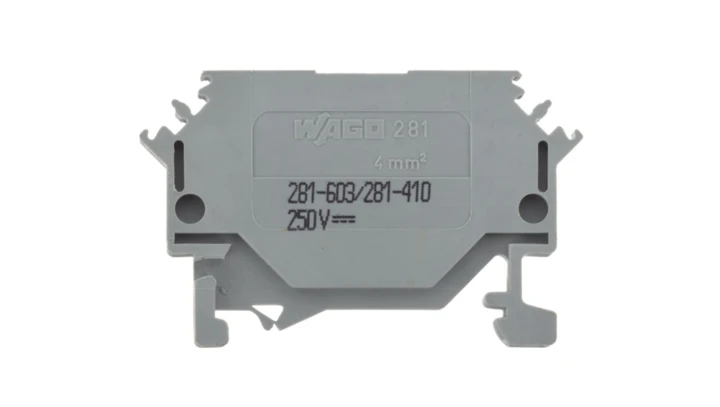 Złączka szynowa 2-przewodowa diodowa 4mm2 szara 281-603/281-410 /100szt./