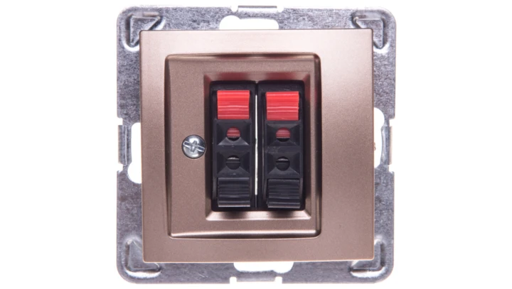 IMPRESJA Gniazdo głośnikowe podwójne złoty metalik GG-2Y/m/28