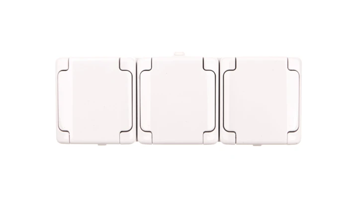 BRYZA Gniazdo hermetyczne potrójne z/u IP54 z klapką biała 180440