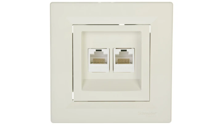 Gniazdo komputerowe Asfora podwójne 2xRJ45 kat.5e kremowe z ramką EPH4400123