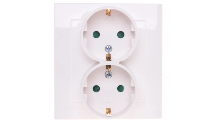 AS Gniazdo podwójne z/u Schuko z przesłonami ecru GP-2GSP/27