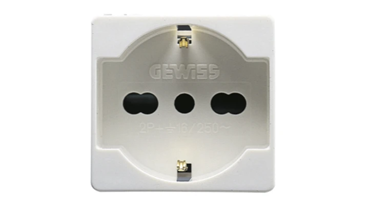 Gniazdo 2P+E standard włoski/niemiecki 16A 250V białe GW20246