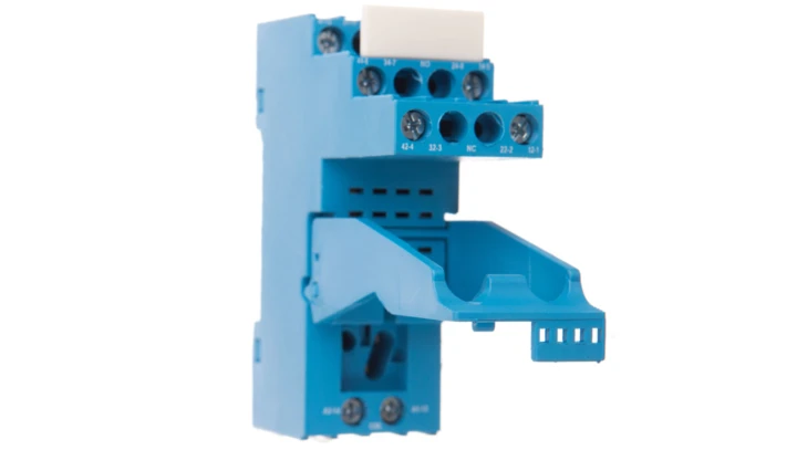 Gniazdo do serii 55.32/85.02 modułów 99.80, zaciski śrubowe, montaż na szynę DIN 35mm, (klip plastikowy) 94.92.3SPA