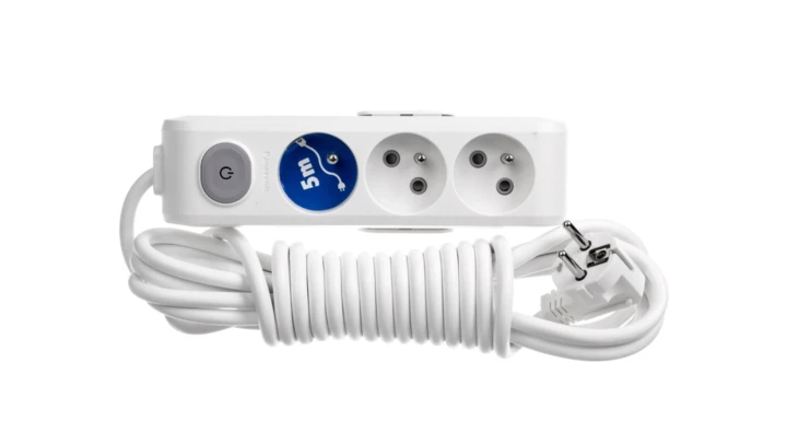 Przedłużacz Przenośny 3-Krotny Z Uziemieniem, Wyłącznikiem I Przesłonami Styków 5m, Kolor Biały / Wlta0635-2wh