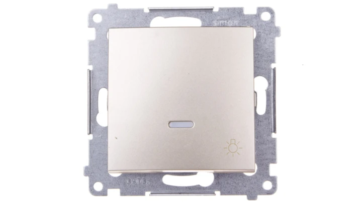 Simon 54 Przycisk /światło/ z podświetleniem, szybkozłącza, złoty mat DS1L.01/44