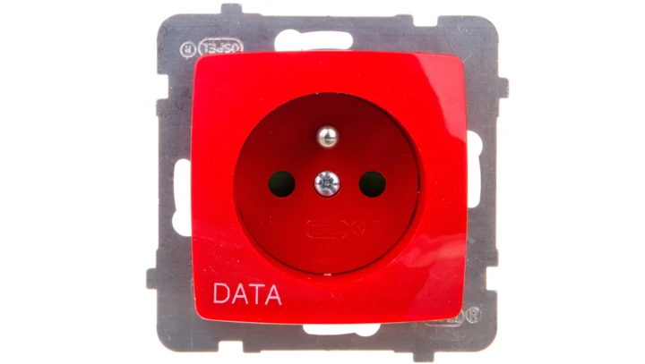 KARO Gniazdo pojedyncze z/u DATA z przesłonami czerwone GP-1SZDP/m/00