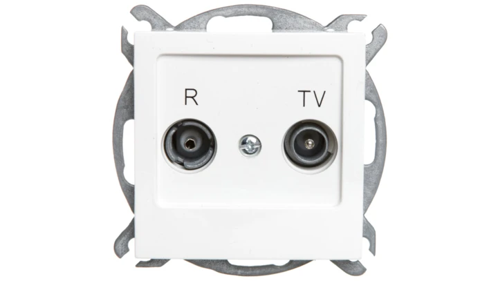 AS Gniazdo antenowe RTV przelotowe 16dB ecru GPA-16GP/m/27