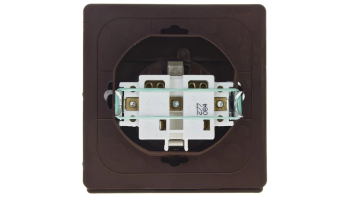 AKCENT Gniazdo bryzgoszczelne z/u Schuko IP44 klapka przezroczysta brązowe GPH-1AS/24/d