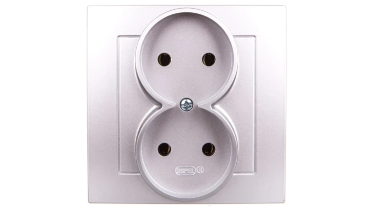AS Gniazdo podwójne b/u srebro GP-2G/18