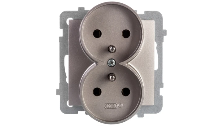 AS Gniazdo podwójne z/u satyna light GP-2GRZ/m/45