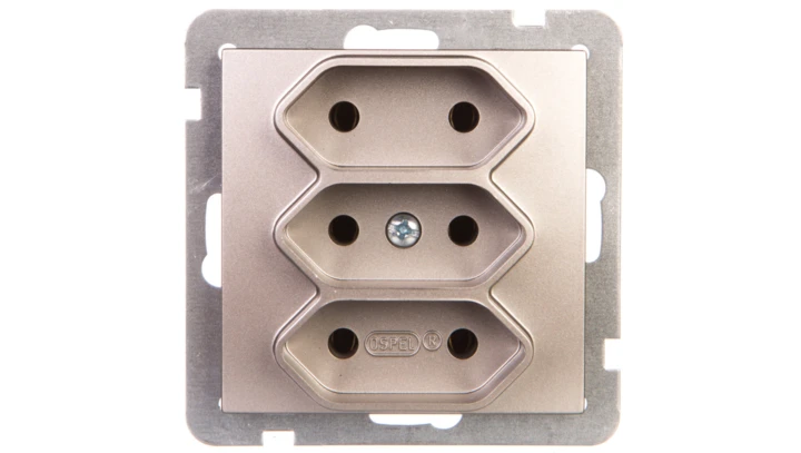 AS Gniazdo potrójne b/u 2,5A EURO satyna light GP-3G/m/45