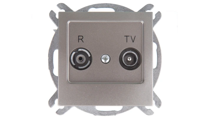 AS Gniazdo antenowe RTV przelotowe 10dB satyna light GPA-10GP/m/45