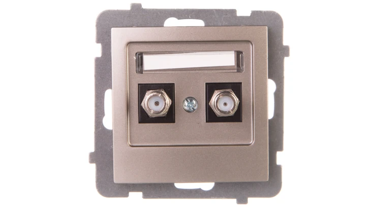 AS Gniazdo antenowe podwójne typu F satyna light GPA-2GF/m/45