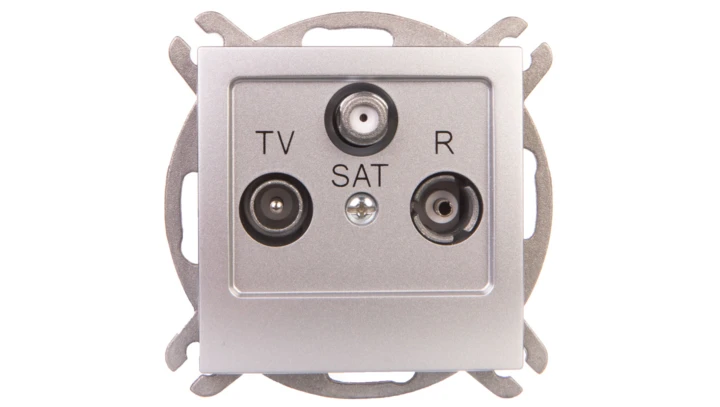 AS Gniazdo antenowe RTV-SAT przelotowe srebro GPA-GSP/m/18