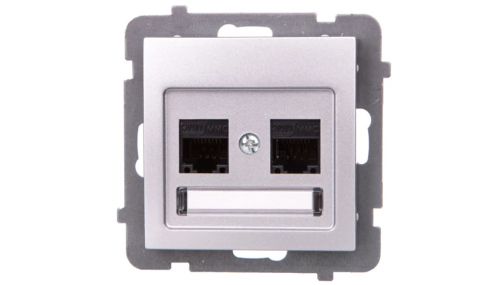 AS Gniazdo komputerowe podwójne RJ45 kat.5e MMC srebro GPK-2G/K/m/18