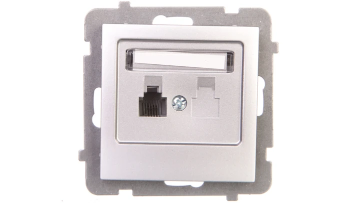 AS Gniazdo telefoniczne pojedyncze RJ11 srebro GPT-1G/m/18