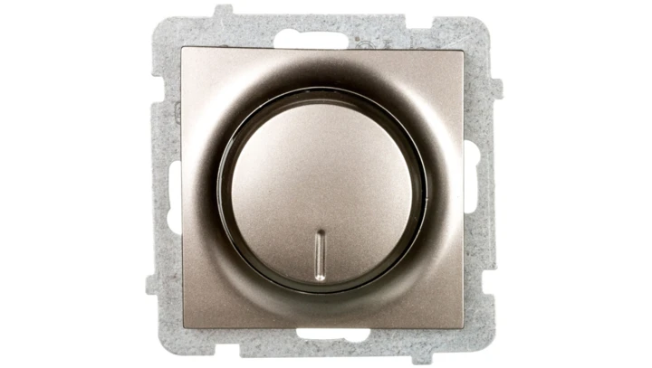 AS Ściemniacz przyciskowo-obrotowy /żarowy i halogenowy/ satyna light ŁP-8G/m/45