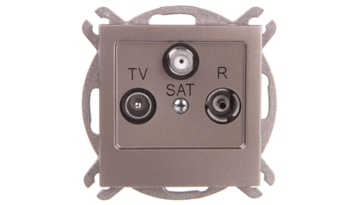 AS Gniazdo antenowe RTV-SAT przelotowe satyna light GPA-GSP/m/45