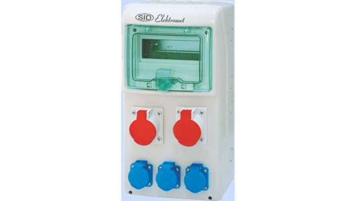 Rozdzielnica RSS-02 okienko 8 modułów okablowana 2x16A 3P+N+Z 400V, 3x16A 2P+Z 250V IP44 942021