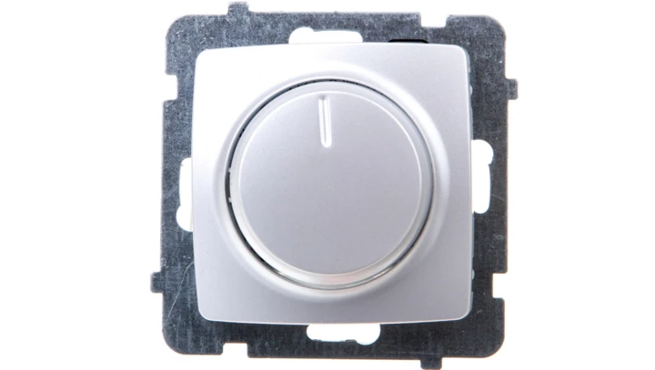 KARO Ściemniacz przyciskowo-obrotowy /żarowy i halogenowy/ srebrny perłowy ŁP-8S/m/43