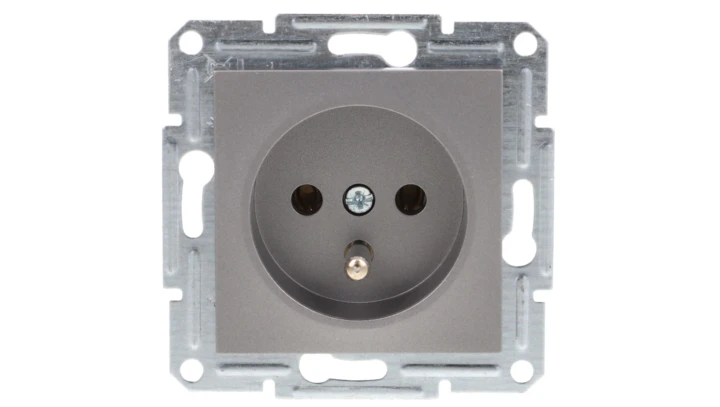 Gniazdo 2P+PE bez ramki, stalowe EPH2800162