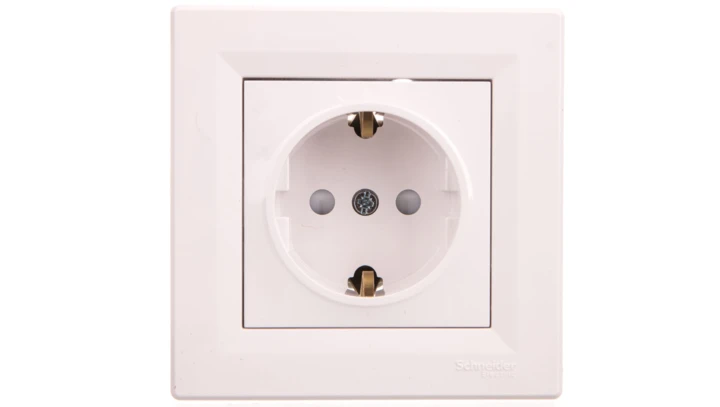 Gniazdo pojedyncze Asfora SCHUKO z przesłonami białe z ramką EPH2900221
