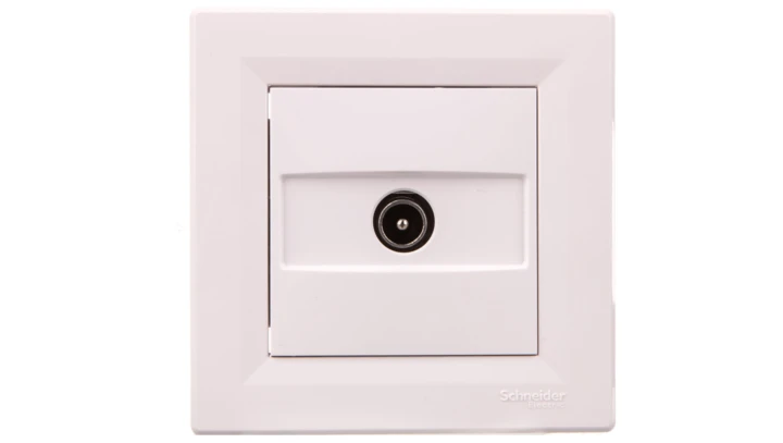 Gniazdo antenowe Asfora TV przelotowe (4db) białe z ramką EPH3200221